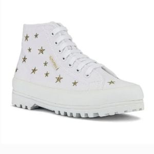 Superga 2750 embroidered high top platform sneaker